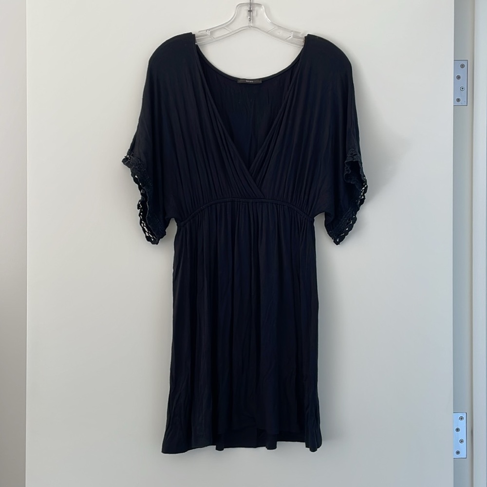 Black Stretch Mini Dress - Soft Casual Comfort - Size L
